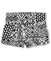 short black and white tribal print shorts